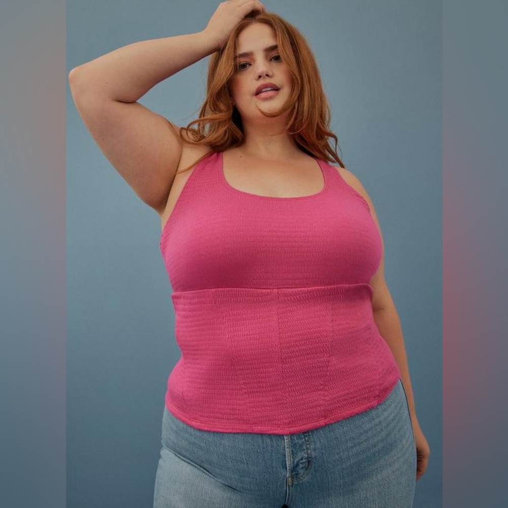 Torrid Festi Pink Smocked Corset Top Size 3